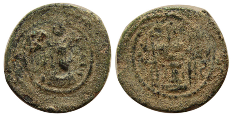 SASANIAN KINGS, Bahram (Varhran) V. 420-438 AD. Æ (1.90 gm; 18 mm). Standard iss...