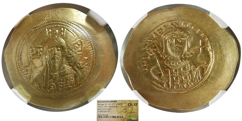 BYZANTINE EMPIRE. Michael VII, 1071-1078 AD. AV/EL Histamenon Nomisma. NGC-Choic...