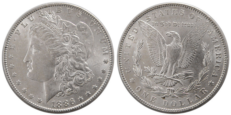 UNITED STATES. 1886. Morgan Dollar. Choice UNC. Fully lustrous.