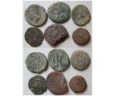 GROUP LOT of 6 LATE SASANIAN Bronze Coins. Different rulers.