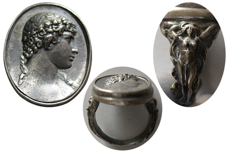 Custom made Silver Cameo Ring from impression of Ancient Seals. Depicting Ancien...