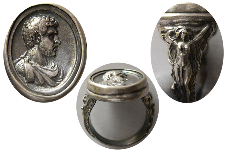 Custom made Silver Cameo Ring from impression of Ancient Seals. Depicting Roman ...