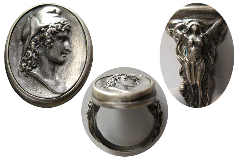Custom made Silver Cameo Ring from impression of Ancient Seals. Depicting Ancien...