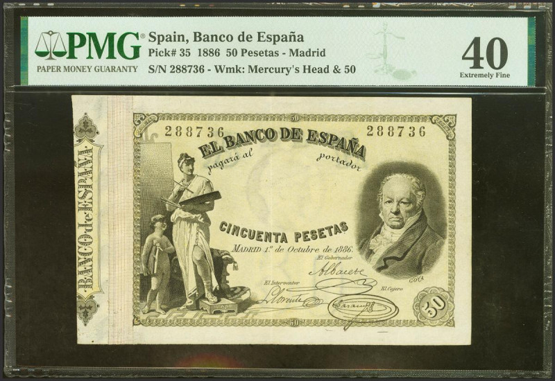 50 Pesetas. 1 de Octubre de 1886. Sin serie. (Edifil 2021: 293, Pick: 35). Muy r...