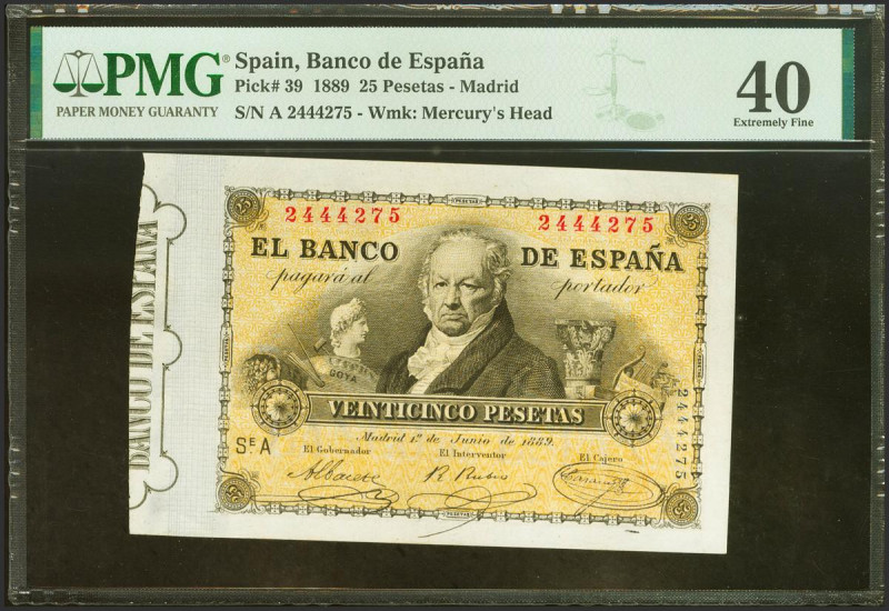 25 Pesetas. 1 de Junio de 1889. Serie A. (Edifil 2021: 297, Pick: 39). Muy raro,...