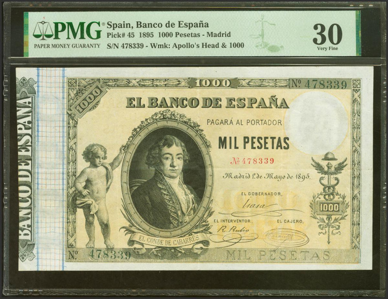 1000 Pesetas. 1 de Mayo de 1895. Sin serie. (Edifil 2021: 303, Pick: 45). Muy ra...