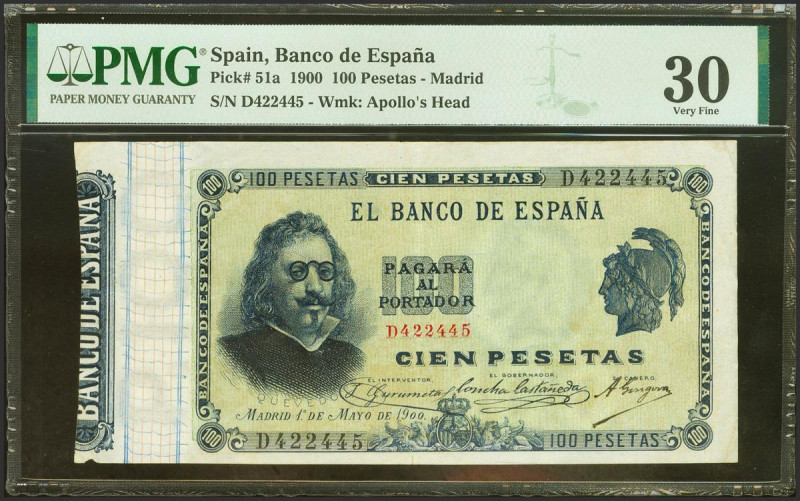 100 Pesetas. 1 de Mayo de 1900. Serie D. (Edifil 2021: 308a, Pick: 51a). Rarísim...