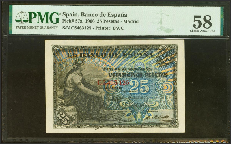 25 Pesetas. 24 de Septiembre de 1906. Serie C. (Edifil 2021: 314a, Pick: 57a). I...