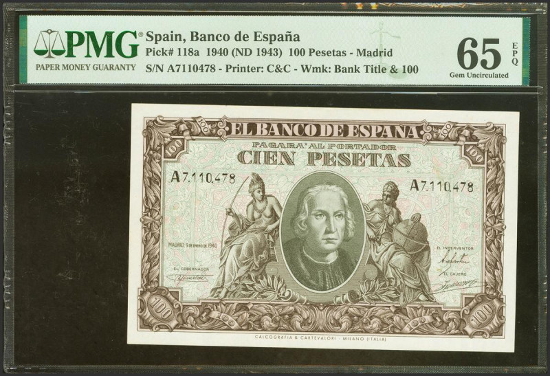 100 Pesetas. 9 de Enero de 1940. Serie A. (Edifil 2021: 438, Pick: 118a). Inusua...