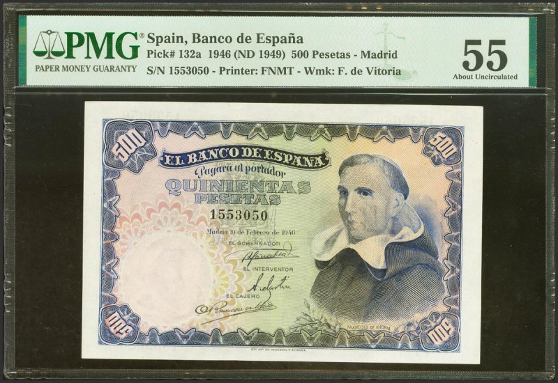 500 Pesetas. 19 de Febrero de 1946. Sin serie. (Edifil 2021: 452, Pick: 132a). R...