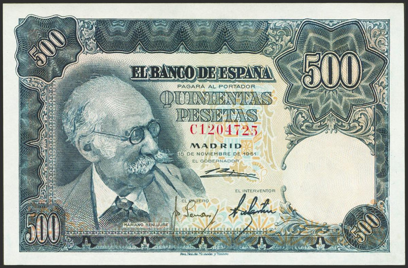 500 Pesetas. 15 de Noviembre de 1951. Serie C. (Edifil 2021: 460a, Pick: 142a). ...