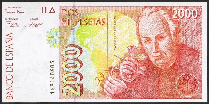 2000 Pesetas. 24 de Abril de 1992. Serie 1S. (Edifil 2021: 482A, Pick: 164). SC.