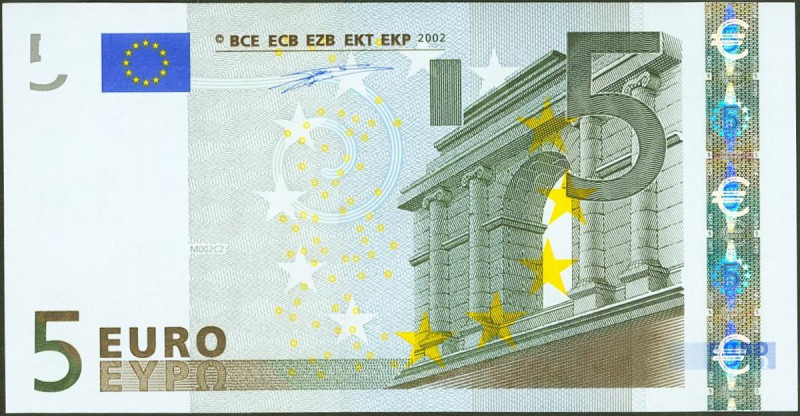 5 Euros. 1 de Enero de 2002. Firma Duisenberg. Serie V (España). (Edifil 2021: 4...