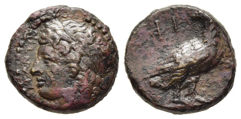 SICILY. Akragas. Phintias, tyrant (287-282 BC). 

Obv: ΑΚΡΑΓΑΝΤΙ.
Laureate head ...