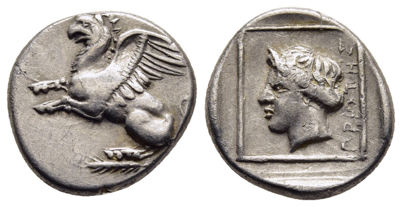 THRACE. Abdera. Tetrobol (circa 395-360 BC). Protes, magistrate. 

Obv: Griffin ...