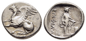 THRACE. Abdera. Tetrobol (circa 354-353 BC). Philaios, magistrate. 

Obv: Griffin springing left; above, ΑΒΔ.
Rev: Statue of Hermes on small base; to ...