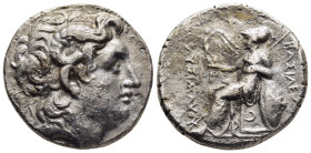 KINGS OF THRACE (Macedonian). Lysimachos (305-281 BC). Tetradrachm. Lampsakos.

Obv: Diademed head of Alexander right, wearing horn of Ammon.
Rev: ΒΑΣ...