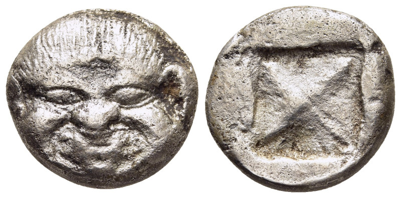 MACEDON. Neapolis. Fourreé Stater (circa 500-480 BC).

Obv: Gorgoneion facing.
R...