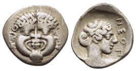 MACEDON. Neapolis. Hemidrachm (circa 424-350 BC).

Obv: Facing gorgoneion.
Rev: ΝΕΟΠ.
Head of nymph right within incuse square.

SNG ANS 455-9; HGC 3....