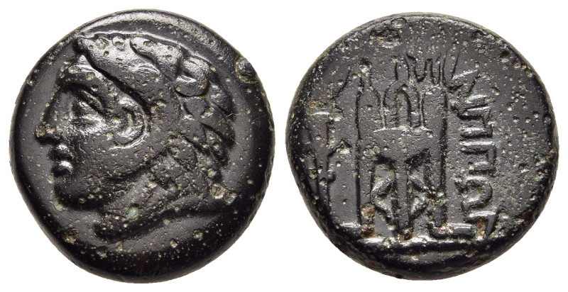 MACEDON. Philippi. AE (circa 356-345 BC).

Obv: Head of Herakles left, wearing l...