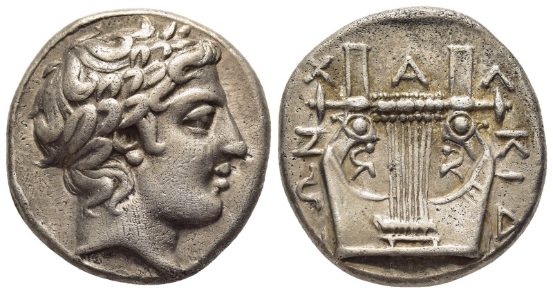 MACEDON. Chalkidian League. Olynthos. Tetradrachm (circa 383/2 BC).

Obv: Laurea...