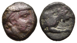 KINGS of MACEDON. Aeropos (398/7-395/4 BC). AE Chalkous.

Obv: Male head right, wearing petasos.
Rev: ΑΕΡΟΠΟ.
Forepart of lion right.

AMNG III, 3; SN...