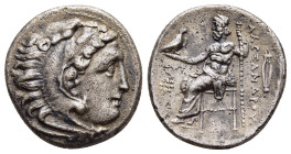 KINGS of MACEDON. Alexander III 'the Great' (336-323 BC). Drachm. Kolophon, struck under Menander or Kleitos (circa 322-319 BC).

Obv: Head of Herakle...