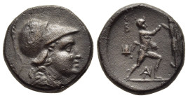 KINGS of MACEDON. Antigonos II Gonatas (277/6-239 BC). AE. Pella or Amphipolis.

Obv: Helmeted head of Athena right.
Rev: Β - Α.
Pan erecting trophy. ...
