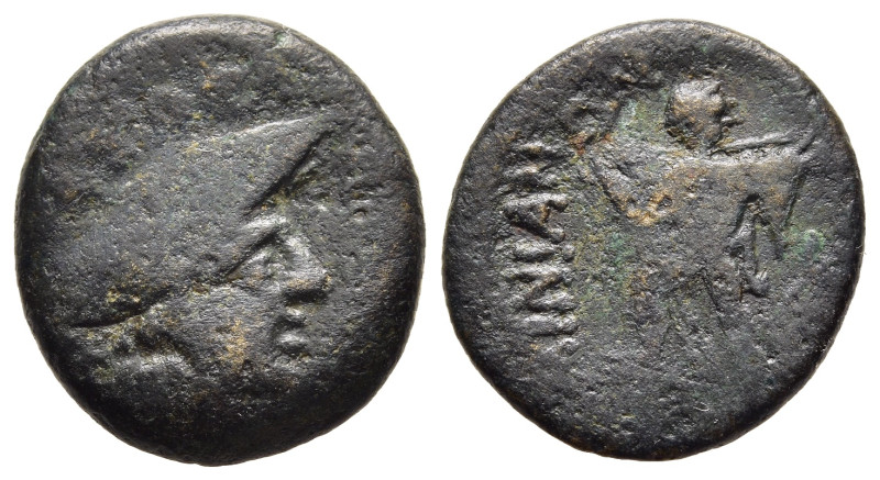 THESSALY. The Ainianes. AE (circa 90- 45 BC). Hypata mint. Polemo magistrate.

O...