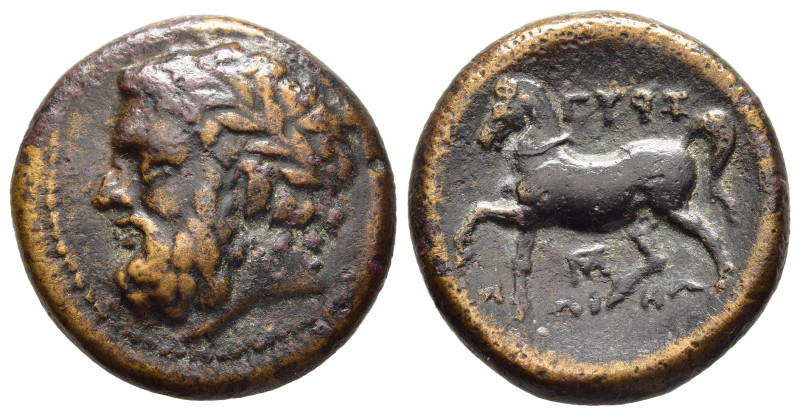 THESSALY. Gyrton. AE Trichalkon (Late 4th-early 3rd centuries BC).

Obv: Laureat...