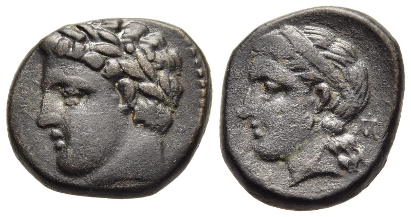 THESSALY. Gyrton. AE Trichalkon (circa 340-320 BC).

Obv: Laureate head of Apoll...