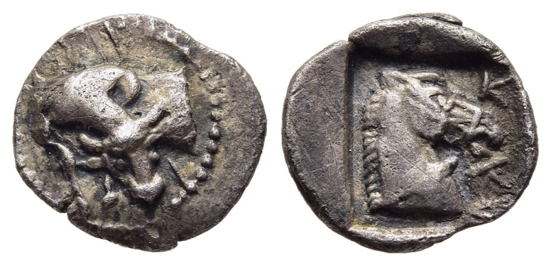 THESSALY. Krannon. Obol (circa 462/1-460 BC).

Obv: Forepart of bull to left, he...