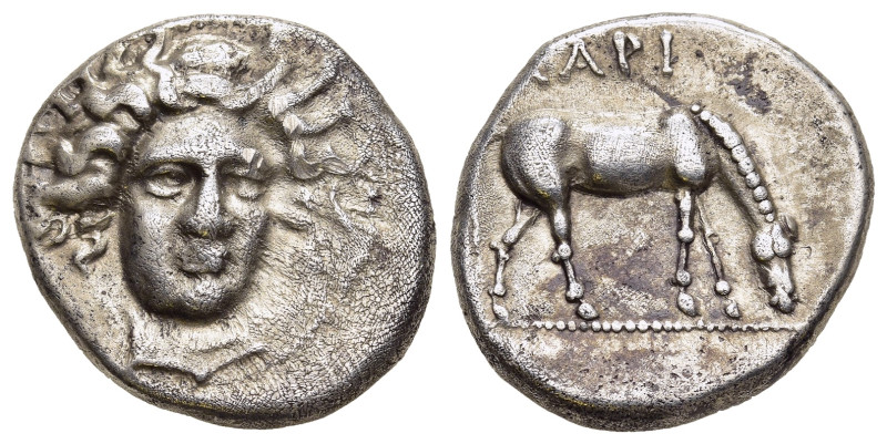 THESSALY. Larissa. Drachm (circa 400-370 BC).

Obv: Head of the nymph Larissa fa...