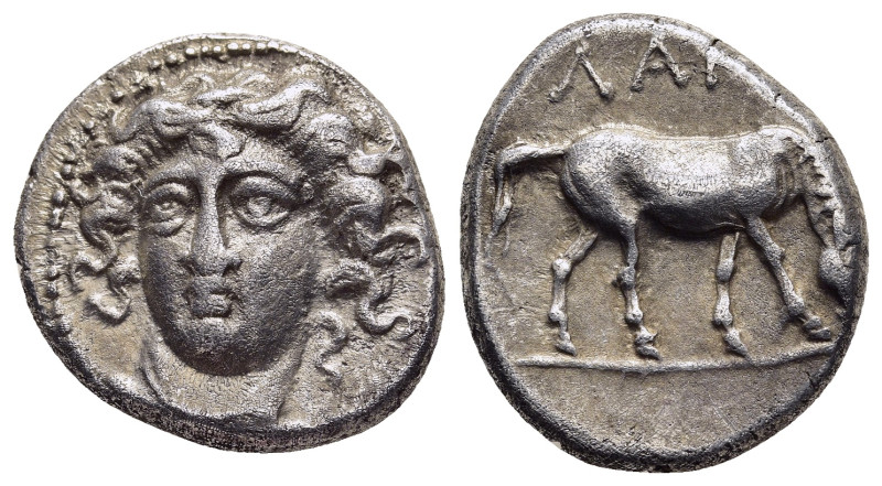 THESSALY. Larissa. Drachm (circa 400-370 BC).

Obv: Head of the nymph Larissa th...