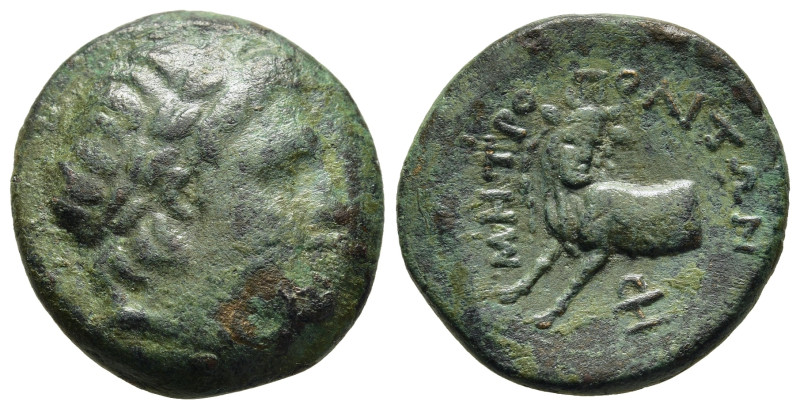 THESSALY. Metropolis. AE Trichalkon (3rd century BC).

Obv: Laureate head of Apo...