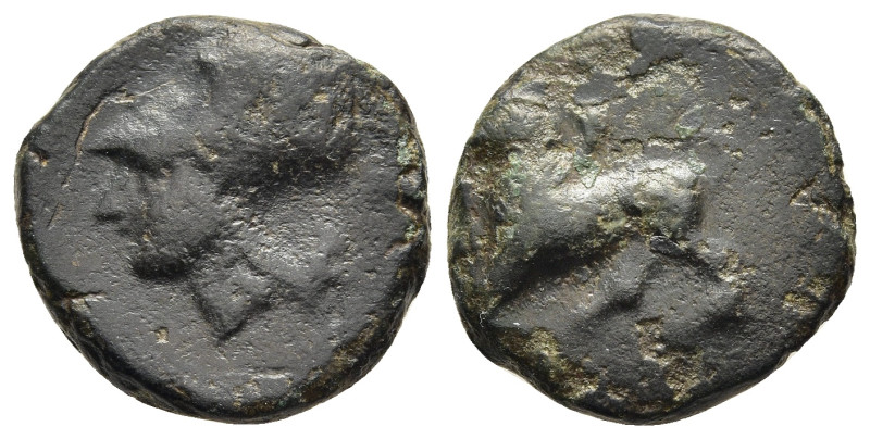 AKARNANIA. Leukas. AE (circa 320-280 BC).

Obv: Chimera at bay walking left.
Rev...