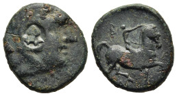 AITOLIA. Aitolian League. Countermarked AE (circa 3rd century BC) of Antigonos II Gonatas (277/6-239 BC).

Obv: Head of Herakles right, wearing lion s...