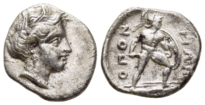 LOKRIS. Lokris Opuntii. Hemidrachm or Triobol (circa 360-350 BC).

Obv: Head of ...