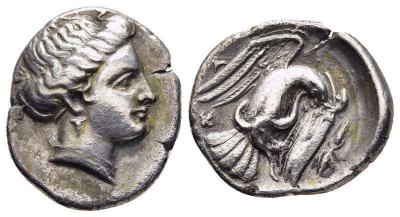 EUBOIA. Chalkis.Drachm (circa 338-308 BC).

Obv: Head of the nymph Chalkis right...
