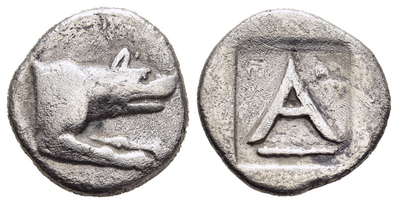 ARGOLIS. Argos. Triobol (circa 330-270 BC).

Obv: Forepart of wolf at bay to rig...