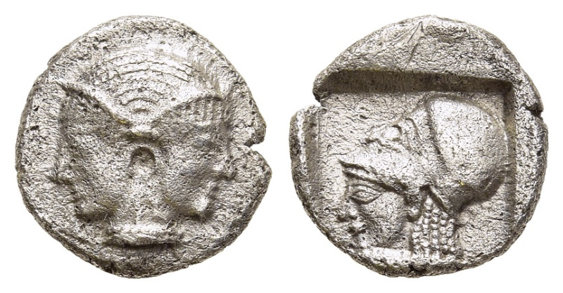 MYSIA. Lampsakos. Obol (circa 500-450 BC).

Obv: Janiform female head.
Rev: Helm...