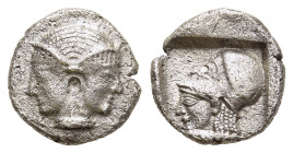 MYSIA. Lampsakos. Obol (circa 500-450 BC).

Obv: Janiform female head.
Rev: Helmeted head of Athena left within incuse square.

SNG BN 1129-31.

Condi...