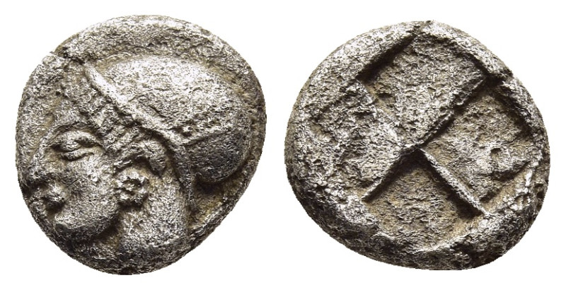 IONIA. Phokaia. Diobol (circa 521-478 BC).

Obv: Archaic head of Athena left.
Re...