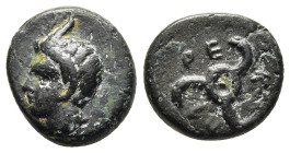 DYNASTS OF LYCIA. Perikles (circa 380-360 BC). AE.

Obv: Horned head of Pan left .
Rev: Triskeles.

SNG von Aulock 4257-8.

Aquired from Nomos AG.

Co...