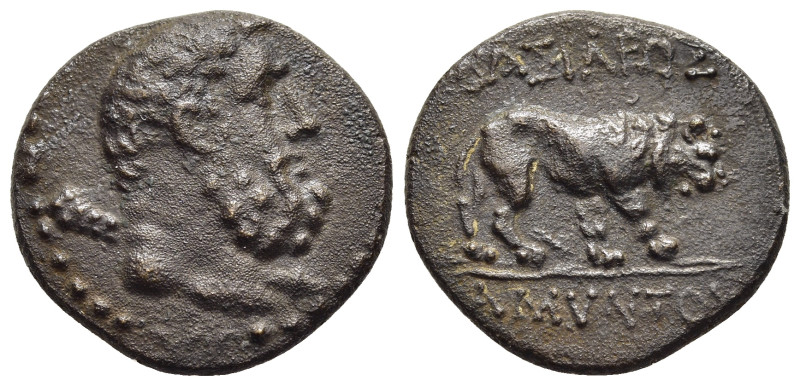 KINGS OF GALATIA. Amyntas (36-25 BC). AE.

Obv: Bearded and bare head of Herakle...