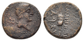 PHOENICIA. Balaneia. Time of Marc Antony (44- 30 BC). AE. Antonian era date A = 37/6 BC.

Obv: Head of Hermes (with the features of Marc Antony) right...