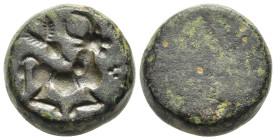 LEVANTINE REGION. Large, engraved ring bezel or seal (circa 5th century BC). Bronze.

Humped bull kneeling right, winged solar disk (?) above. 

Condi...
