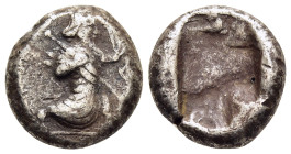 ACHAEMENID EMPIRE. Time of Xerxes I to Xerxes II (circa 485-420 BC). Siglos. Sardes.

Obv: Persian king in kneeling-running stance right, holding spea...