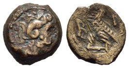 PTOLEMAIC KINGS of EGYPT. Cleopatra III & Ptolemy IX to Ptolemy XII (116-51 BC). AE Chalkous. Uncertain mint in Cyprus.

Obv: Diademed and horned head...