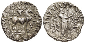 INDO-PARTHIANS. Gondopharid Dynasty. Abdagses (ca. 5 BC-AD 19/20). Billon Tetradrachm. Uncertain mint in Gandhara. 

Obv: King on horseback right, rai...